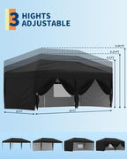 Garvee 10x10 Pop Up Canopy Tent, Heavy Duty Commercial Instant Shelter with One-Person Setup, UPF 50+ Waterproof, 100 Sq Ft Shade for Outdoor Events, Camping, Farmers Market