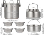3. Portable Outdoor Cooking Set with Detachable Handle Rust-Resistant Camping Pots for Backpacking Campfires & Travel Outdoor Cooking Tableware for Hiking