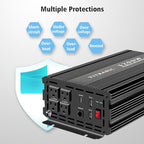1200W Pure Sine Wave Inverter, DC 12V to AC 120V, with Wireless Remote Control, 4 AC Outlets, USB-A/C Ports for Home, RV, Camping, Electronics, Outdoor Use, Upgraded of 1000W Inverter