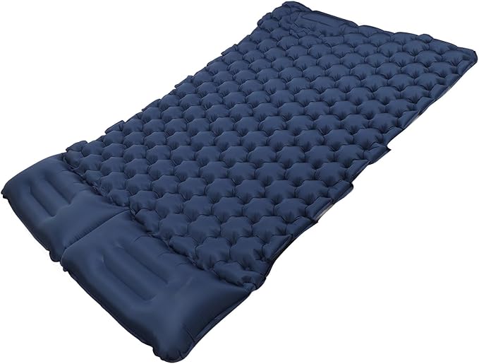 Alomejor Sleeping Pad, Self Inflating Camping Mat with Built in Foot Pump for Outdoor Hiking 49.2x77.1in Navy