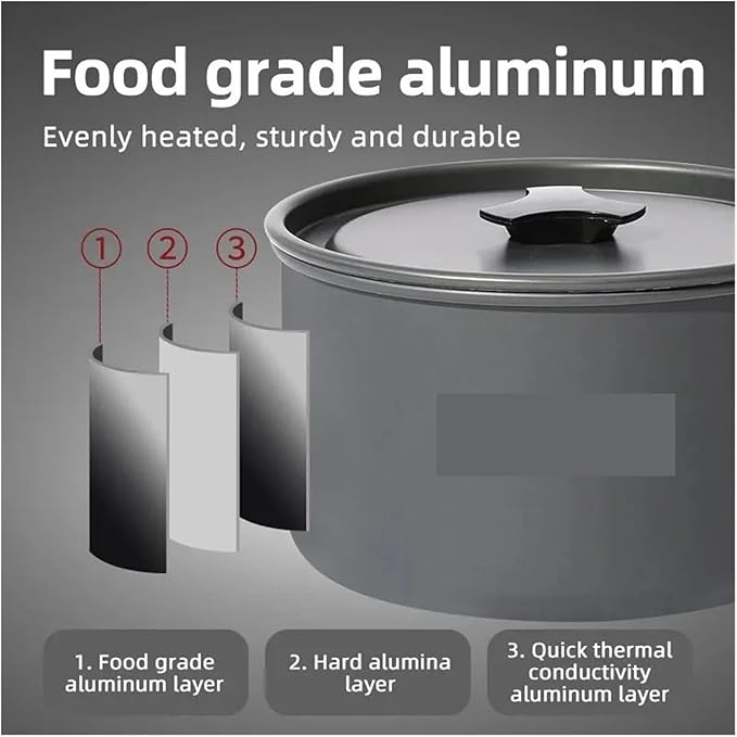 Camping Cookware Set Portable Kit Outdoor Pot Cooking Water Kettle Pan Tableware Hiking Picnic Equipment