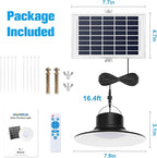 NIORSUN Solar Lights Outdoor, LED Solar Pendant Light 3000K|4000K|5000K| Dimmable Lighting with Remote Control, 16.4ft Cable IP66 Waterproof for Patio, Garage, Camp, Chicken Coop, Shed Barn