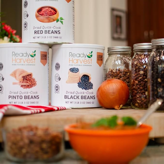 Ready Harvest Emergency Food - Red Beans | Pre-cooked Beans, Just add hot Water | #10 Can | 25-Year Shelf Life | 3 lbs | Cans Filled to the Top