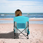 Oileus Folding Portable Beach Chair, Lightweight High Back Low Seat for Tent & Shelter & Camping, Full Mesh Back, Cup Holder, Storage/Carry Bag, Armrest - 1 Pcs