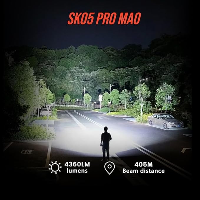 LOOP GEAR SK05PRO Mao 4360 Lumens Flat EDC Flashlight, 8000mAh Rechargable Flash Light Combines Floodlight Spotlight and Sidelight Idea for Emergency Camping - IP68 with Magnetic and Back Clip