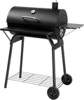 Outvita Barrel Charcoal Grill with Warming Rack, Outdoor BBQ Grill with Side Front Table with Nearly 564 Sq.In. Cooking Grid Area for Backyard Patio Picnic Parties Camping, Black