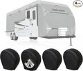 Rough Vinyl Tire Covers 4 Pack, Waterproof Wheel Protectors with Lining for RV, Travel Trailer, Camper, Motorhome, SUV, Car, Truck, Boat Trailer (Black, XXXL - Fits Tire Diameters 40''-42'')