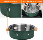 Portable Charcoal Barbecue Grill, 1pc Mini BBQ Grill Multifunctional Charcoal Grill Smokeless Round Tabletop Charcoal Grill for Indoor Outdoor Cooking Home Party Picnic Camping (Green)