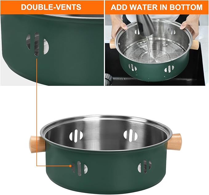 Portable Charcoal Barbecue Grill, 1pc Mini BBQ Grill Multifunctional Charcoal Grill Smokeless Round Tabletop Charcoal Grill for Indoor Outdoor Cooking Home Party Picnic Camping (Green)