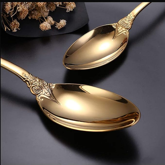 4 Pieces of Stainless Steel Gold-Plated Tableware Mirror Polished Portable Cutlery Set,