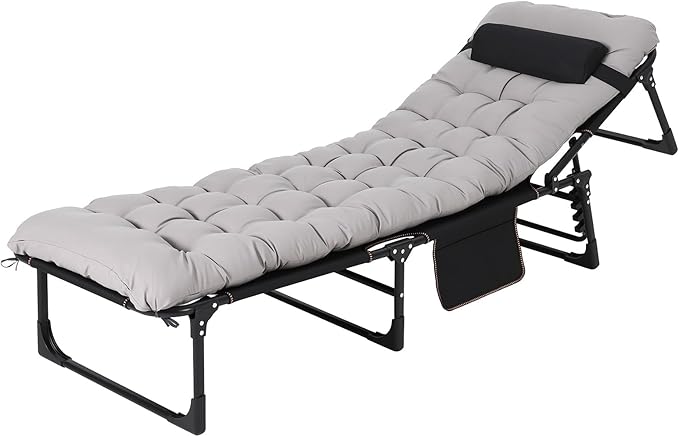 Folding Camping Cot for Adults, Sleeping Cot with Removable Thick Mattress Portable Foldable Camping Bed with Carry Bag 400LBS Max Load for Travel Tent Day Bed Outdoor Home Guest Office Nap