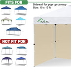Sidewalls for 10x10 Pop Up Canopy, 210D Polyester Waterproof Canopy Sidewalls with UV Protection, Sunwall Only (Khaki, 10 * 10ft 3PCS)