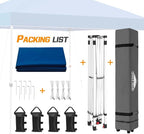 EAGLE PEAK Pop Up Canopy Tent with Wheeled Carry Bag, 8 Stakes, 4 Ropes, 4 Weight Bags, Easy Set Up Tent Canopy, 10x10 ft, 100sqft of Shade, Dark Blue
