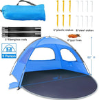 NXONE Beach Tent Sun Shelter with UPF 50+ UV Protection, Lightweight Easy Setup Portable Beach Canopy for Family, Large Space for Beach, Camping & Outdoor, 3/4/6 Person