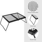 REDCAMP Folding Campfire Grill Heavy Duty Steel Grate, Portable Camp Fire Cooking Rack Over Fire Pit with Carrying Bag for Outdoor BBQ Camping