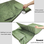 Browint Silk Sleeping Bag Liner, Silk Sleep Sack, Extra Wide 87"x43", Lightweight Travel Sheet for Hotels, More Colors for Option, Reinforced Gussets