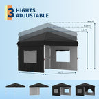 GarveeHome 10x10 Pop Up Canopy Tent Outdoor Canopy One-Person Set Up Heavy Duty Commercial Instant Tent Shelter, 3-Sidewall, Events, Parties, Camping, Black