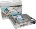 1-Burner Butane Camping Stove with Windblocker,10000 BTU Portable Camp Gas Stove for Outdoor Cooking,Camping,Tailgating, Stainless Steel Single Burner with Carry Case