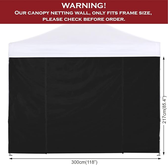 COOSHADE Instant SunWall 10x10 SideWall for Pop up Canopy Tent, 1 Pack Door Wall Only, Black