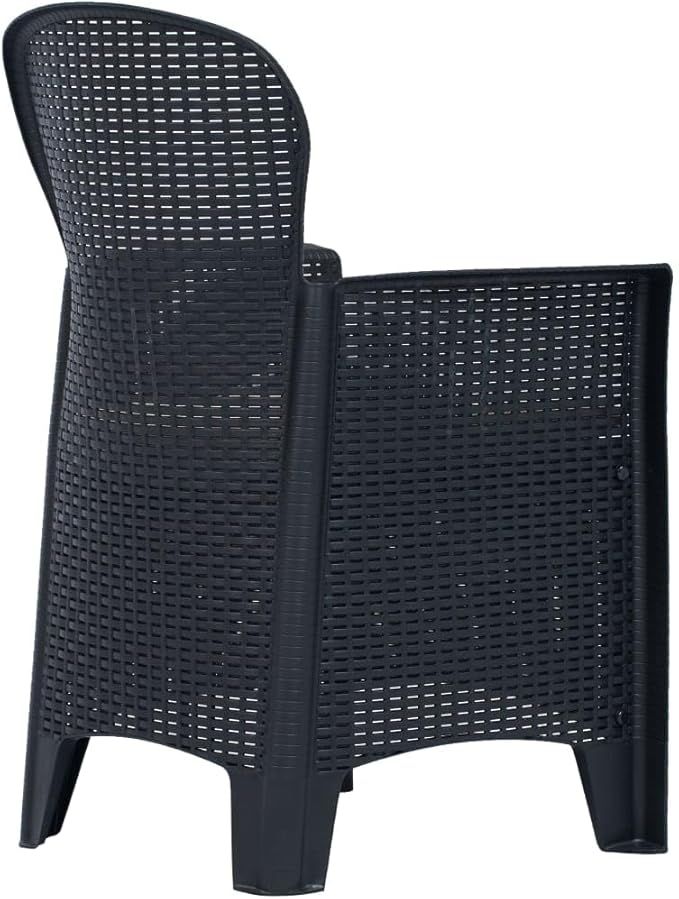 Patio Chairs ,Dining Chairs,Camping Chair,Study Chair,Coffee Chair,Beach Chair,Garden Chairs,Patio Funiture,for Deck, poolside,Camping,Beach,Campsite,2 pcs with Cushion Anthracite Plastic Rattan Look