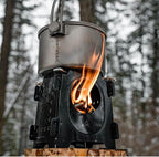 Überleben | Stöker Wood Burning Camping Stove – 18oz Flatpack Stainless Steel Wood Stove for Backpacking, Hiking & Outdoor Cooking – Portable, Folding Camping Essentials (Carbon Black)