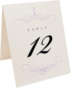 Decadent Flourish Wedding Table Numbers (Select Color/Quantity), Champagne, Lavender, 1-125, Double Sided, Tent or Use in a Stand, Great for Parties & Restaurants