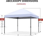 ABCCANOPY Pop Up Canopy - Outdoor Patio Portable Canopy Tent Heavy Duty for Backyard and Deck with 4 Sandbags(Khaki, 12x12)