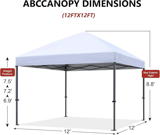 ABCCANOPY Pop Up Canopy - Outdoor Patio Portable Canopy Tent Heavy Duty for Backyard and Deck with 4 Sandbags(Khaki, 12x12)