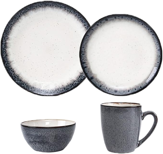 GaRcan Plate and Bowl Set Round Dinnerware Set, 16 Piece Porcelain Dinnerware Sets, Ceramica Dishes Dinner Sets, Modern Tableware with Dinner Plates