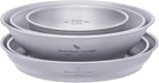iBasingo Titanium Bowls Plates Set Single-Walled Rice Salad Mixing Bowls Dishes Ultralight Camping Dinnerware Outdoor Indoor Tableware Kitchen Utensils with Carry Bag Ti1110T