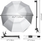 UPF 50+ Beach Umbrella with Adjustable Universal Clamp