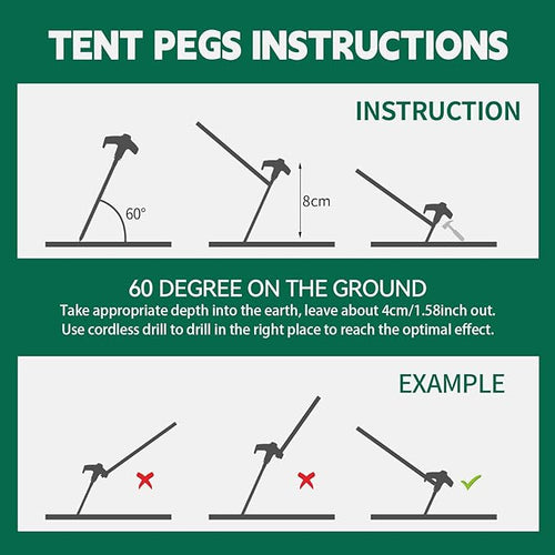20 Pack 8" Screw in Tent Stakes for Drilling with Hex Heads - Heavy Duty Stainless Steel Tent Pegs/Nails/Spikes, Ground Anchors, Grow in Dark - for Camping, Grassland, Portable Box (Orange)