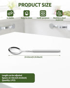 2 PCS Extendable Spoon, Telescopic Stainless Steel Spoon Set, Expandable Extension Spoon to 25 In Tableware, for BBQ Dinner Fruit Dessert