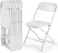 DUMOS Folding Chairs Sets of 8, 330lbs Capacity Plastic Stackable Home Office Chair, Portable Fold Up for Indoor Outdoor, Patio, Camping, Garden, Party (White)