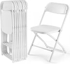 DUMOS Folding Chairs Sets of 8, 330lbs Capacity Plastic Stackable Home Office Chair, Portable Fold Up for Indoor Outdoor, Patio, Camping, Garden, Party (White)