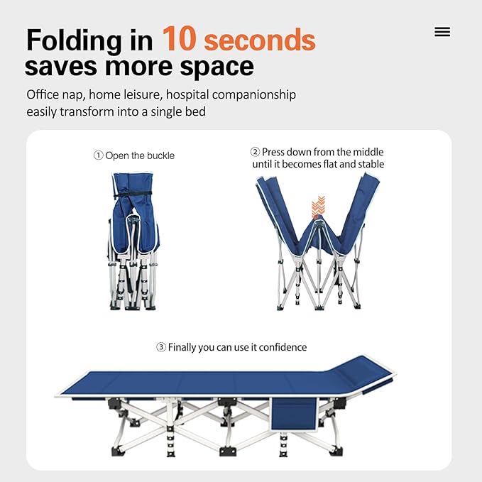 Camping Cots 2 Pack Camping Bed with Comfortable Mat Cots for Sleeping with Pad Heavy Duty Folding Bed 2 Person Sleeping Cot with Carry Bag Guest Cots for Adults Office Nap Vacation Outdoor Indoor