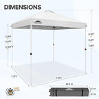 EAGLE PEAK Pop Up Canopy Tent with Wheeled Carry Bag, 8 Stakes, 4 Ropes, Easy Set Up Tent Canopy, 8x8 ft, White