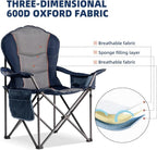 Large Camping Chair with Side Table Heavy Duty 500LBS - Folding Outdoor Chair with Cooler Bag (Blue & Light Gray, 1 PCS)