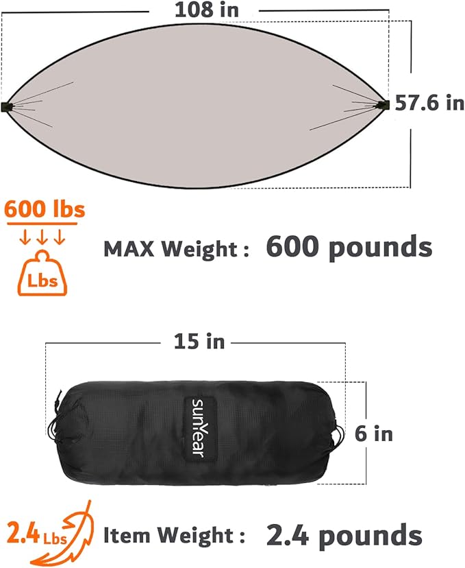 Sunyear Camping Hammock 4 Season Quilted Winter Hammock- Cozy and Durable, Best for Cold Weather