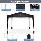 COBIZI Canopy 10x10 Pop Up Canopy Tent Party Tents for Parties Weddings Backyard Waterproof Canopy Outdoor Commercial Canopy Event Tent with Stakes, Ropes, Sandbags, Black