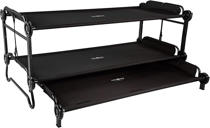 Disc-O-Bed Trundle Cot for XL or 2XL Bunk System with Zippered Carry Bag for Easy Portability, 300 Lbs. Weight Capacity, Black