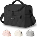 Lunch Bag for Women Soft,Reusable Lightweight Lunch Cooler with Straps,Leakproof Lunch Box for Work Picnic Camping Beach,Black