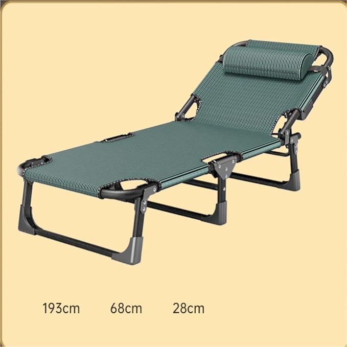 TOWINE Camping Cots for Adults Recliner Folding Bed Single Office Nap Bed Simple Multi-Functional Recliner Outdoor Leisure Nap Folding Bed Sleeping Cot for Camping Pool Beach (Color : 2, Size : F)