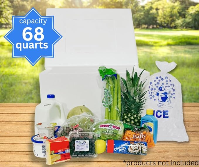 Styrofoam Ice Chest, Insulated Cooler, 68 qt