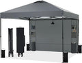 12'x12' Pop Up Canopy Tent with 1 Sidewall and 6 Pockets, One Push Setup, Instant Shade Tent with Vented Roof for Beach Patio Outdoor, Case, 8 Stakes, 4 Ropes, 4 Sandbags (Gray, 12x12)