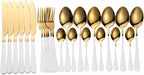 Flatware Sets Gold Cutlery Set Stainless Steel Forks Spoons Knifes Full Tableware Utensils Reusable Tableware Sets Dinnerware Set Eco Friendly Stainless Steel