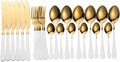Flatware Sets Gold Cutlery Set Stainless Steel Forks Spoons Knifes Full Tableware Utensils Reusable Tableware Sets Dinnerware Set Eco Friendly Stainless Steel