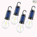 MODOAO 4 Pack Solar LED Camping Light, Rechargeable Outdoor Tent Lantern, Emergency Bulb Light with Clip Hook, Suitable for Camping, Hiking, and Barbecues