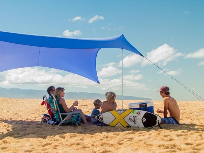 Neso Grande Portable Beach Tent Sun Shelter - Lightweight Beach Shade Canopy - Easy Setup for Family Outings - Patented Reinforced Corners - UPF 50+ Sun Protection - 7ft Tall, 9 x 9ft