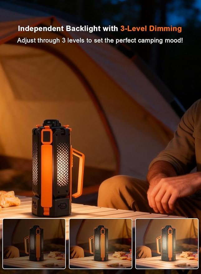 Rechargeable Telescopic Camping Light, 15000mAh Collapsible Lantern with 270° Rotation & Dimming, Portable Flashlight, Waterproof Tent Light for Outdoor Camping, Hiking, Barbecue, Fishing & Emergency